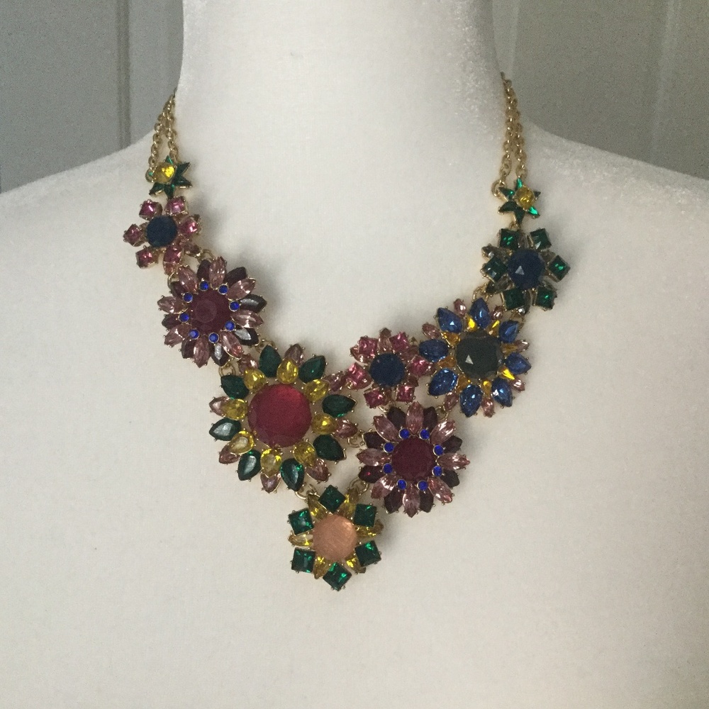 Talbots Multicolor Floral Statement Necklace - image 1